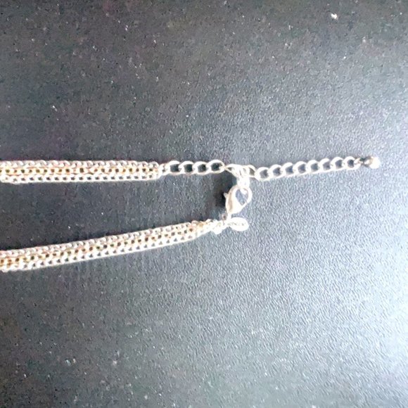Chico's 2 Tone Silver & Gold Long Multi Chain with Tassel Necklace Medium - Picture 4 of 5